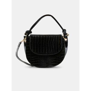 Black Crossbody Handbag with Crocodile Pattern Pieces Gela - Women