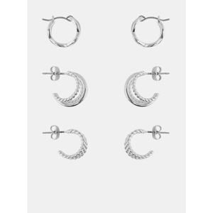 Set of three pairs of earrings in Silver Pieces Nurdan - Women