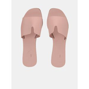 Pink Leather Slippers Pieces Nora - Women