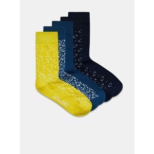 Set of five pairs of patterned socks in Jack & Jones Struc Blue - Men