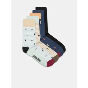 Jack & Jones Set of five pairs of patterned socks in orange and blue Jack & J - Men