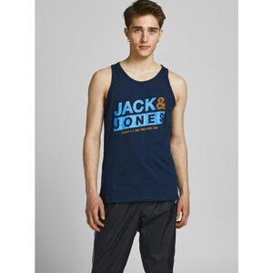 Dark Blue Tank Top with Jack & Jones Liquid Print - Men