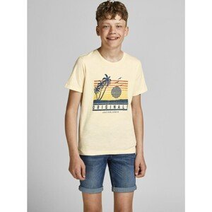 Cream boys' T-shirt with Jack & Jones Laguna print - unisex