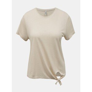 Beige T-shirt with ONLY Signe knot - Women