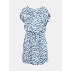 White-Blue Patterned Dress with Pockets ONLY Connie - Women