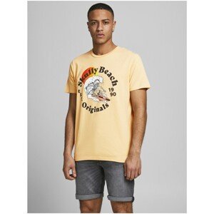Yellow T-shirt with print Jack & Jones Summerskull - Men