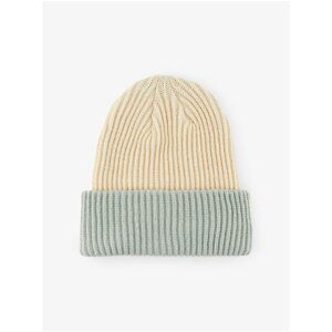 Beige-Grey Ribbed Women's Beanie Pieces Hexo - Women