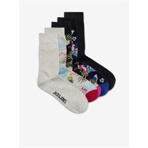 Jack & Jones Set of five pairs of patterned socks in Grey & Black Jack & Jo - Men