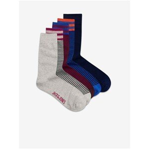 Jack & Jones Set of five pairs of socks in dark blue, grey and burgundy Jack & Jon - Men