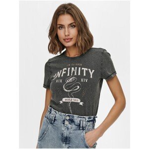 Dark Grey Women's Patterned T-Shirt ONLY Lima - Women
