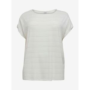 Cream Striped T-Shirt ONLY CARMAKOMA Moster - Women