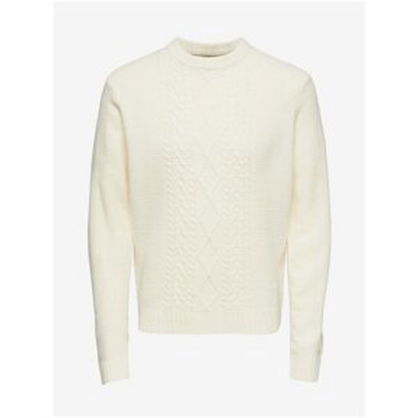 Cream Patterned Sweater ONLY & SONS New Kevin - Men