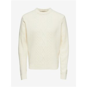 Cream Patterned Sweater ONLY & SONS New Kevin - Men