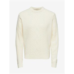 Cream Patterned Sweater ONLY & SONS New Kevin - Men