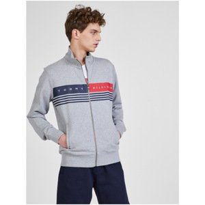 Light Grey Men's Sweatshirt with Tommy Hilfiger Print - Men's