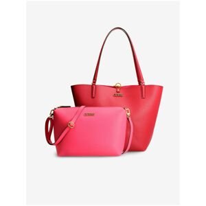 Wine-pink double-sided shopper with crossbody case Guess Alby - Women