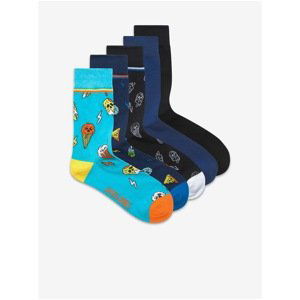 Set of five pairs of socks in jack & jones flash blue and black - Men