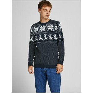 Jack & Jones Jolly Dark Blue Christmas Sweater - Men