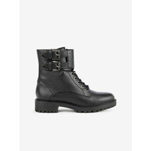 Black Women Leather Ankle Boots Geox Hoara - Women