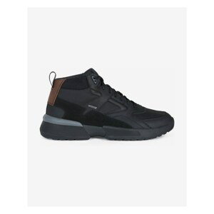 Black Men's Leather Waterproof Ankle Sneakers Geox Naviglio - Men