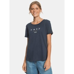 Dark blue T-shirt with Roxy print - Women