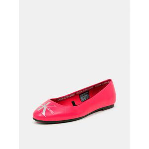 Calvin Klein Pink Leather Ballerinas Printed - Women