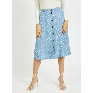 Blue floral skirt with buttons VILA Flikka - Women