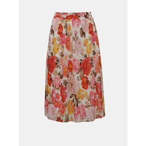 Pink Floral Pleated Midi Skirt VILA-Hibiscus - Women