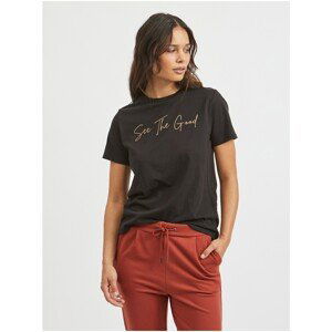 Black T-shirt with inscription VILA Ponda - Women