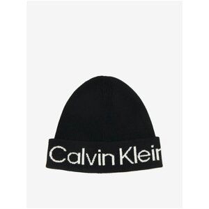 White-black women's cap with calvin Klein wool admixture - Women