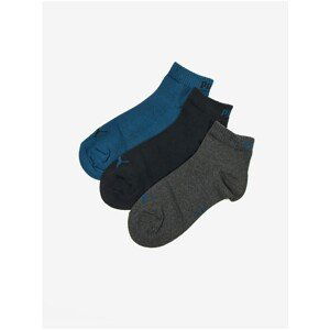 Set of unisex socks in gray, black and blue Puma Quarter Plain - unisex