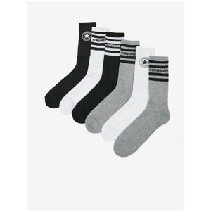 Set of five pairs of socks in black, gray and white Converse - unisex