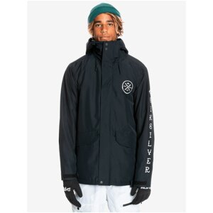 Black Men's Patterned Winter Jacket with Hood Quiksilver In The Ho - Men's