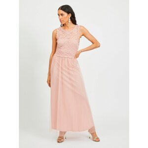 Pink maxi dresses with lace top VILA Lynnea - Women