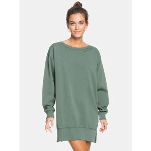 Khaki Women's Sweatshirt Dress with Print on the Back Roxy - Women