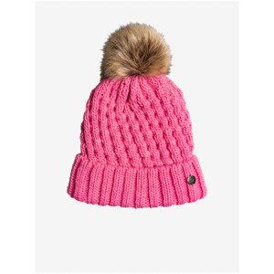 Dark Pink Girl Ribbed Cap with Pompom Roxy Blizzard Girl - Unisex