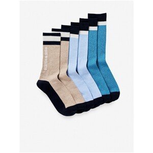 Scotch & Soda Set of three pairs of men's patterned socks in beige and blue color - Men