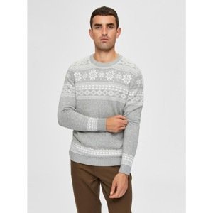 Gray Sweater with Christmas Motif Selected Homme - Men