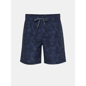 Dark Blue Patterned Swimwear Blend - Men