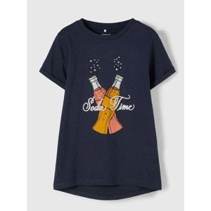 Dark blue girls' T-shirt with print name it Fairy - unisex