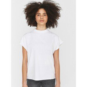 White Loose T-Shirt with Stand-Up Collar Noisy May Hailey - Women