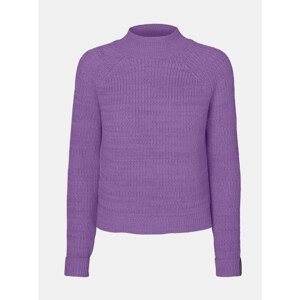 Purple Sweater with Stand-Up Collar Noisy May Siesta - Women