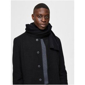 Black Men's Ribbed Wool Scarf Selected Homme Cray - Men