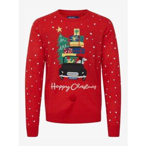 Red Men's Sweater with Blend Christmas Motif - Men's