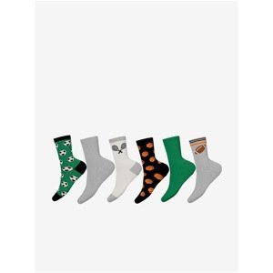 name it Set of six pairs of boys' patterned socks in black, green and - unisex