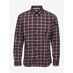 Blue-Burgundy Men's Plaid Shirt Selected Homme Isac - Men's