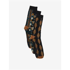 Three pairs of socks in black and brown Blend - Men