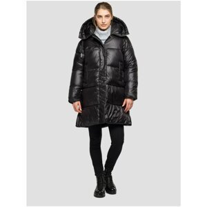 Black Women's Quilted Long Winter Jacket with Hood Replay - Women