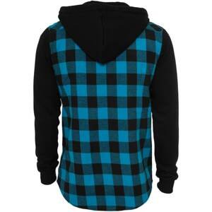 Hooded Checked Flanell Sweat Sleeve Shir blk/tur/bl