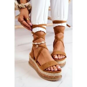 Suede Sandals Espadrilles On the Wedge Camel Shanny
